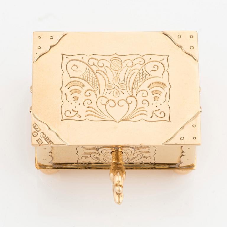 A Swedish 18K gold box, mark of S. Petersson, Bollnäs 1959.