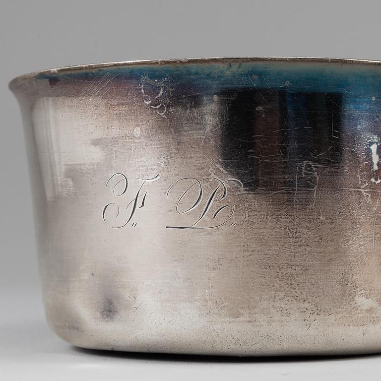 A silver brandy pan or saucepot by César Tonnelier, Paris 1845-1882.