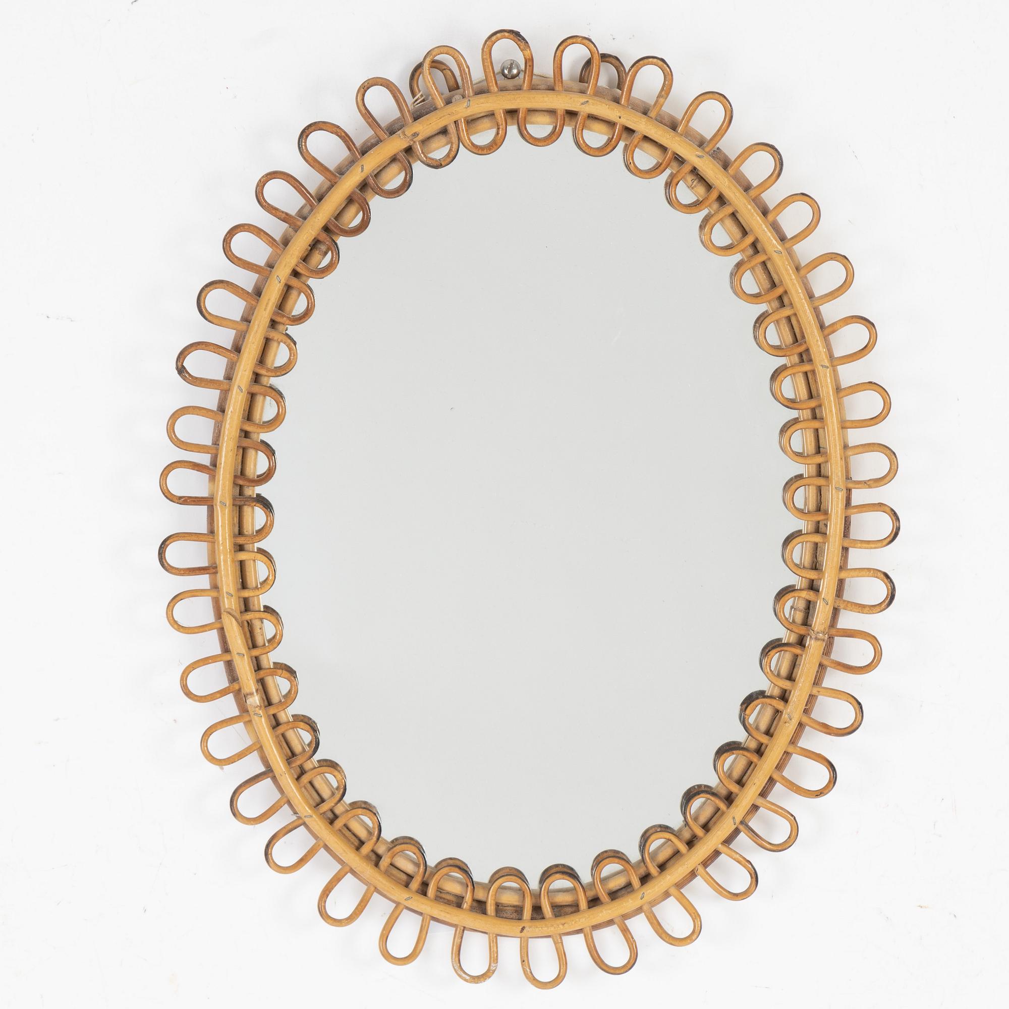 Franco Albini, a bamboo and rattan mirror, Italy, 1960s.