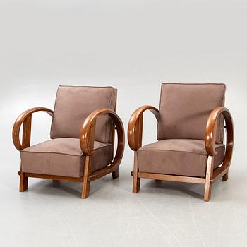 A pair of Art deco easy chairs.