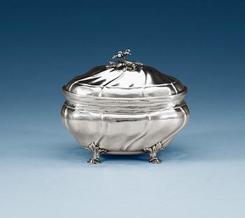 882. A Swedish 18th century silver sugar-casket, makers mark of Jonas Thomasson Ronander, Stockholm 1766.