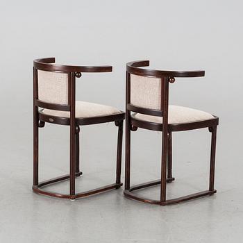 A PAIR OF CHAIRS DESIGNED BY JOSEF HOFFMAN FOR THONET.