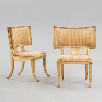 A pair of Swedish late Gustavian 1790's klismos chairs.