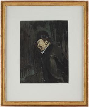 IVAR AROSENIUS, akvarell och blyerts, signerad och daterad -IA 03-. "Man med hatt" (Präst).
