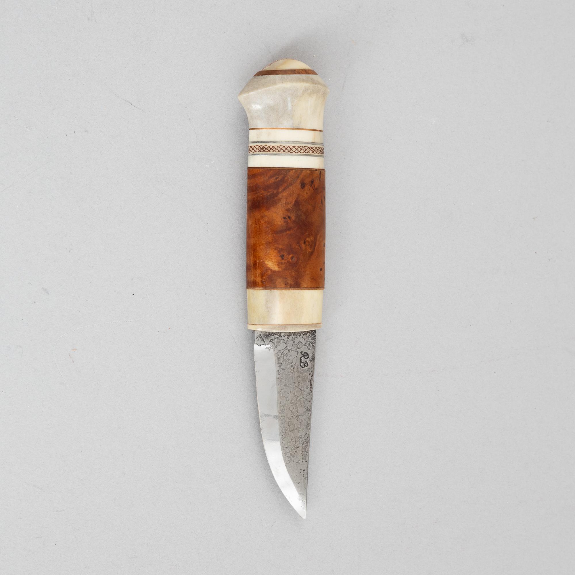 Jan Lindfors, a reindeer antler knife, signed JL.