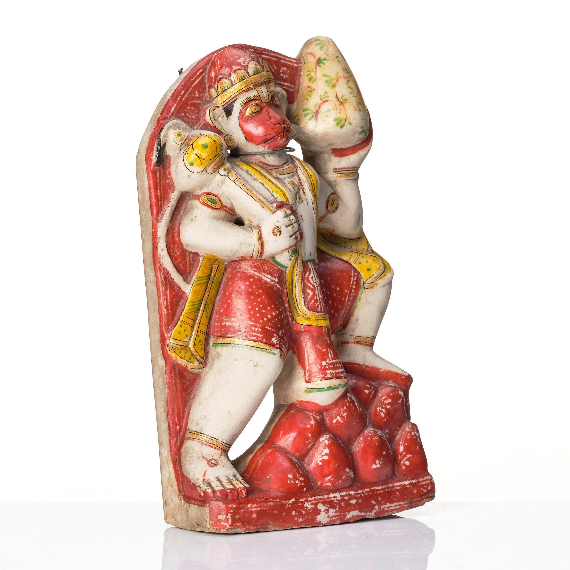 Skulptur, alabaster. Indien, Hannuman, sent 1800-tal.