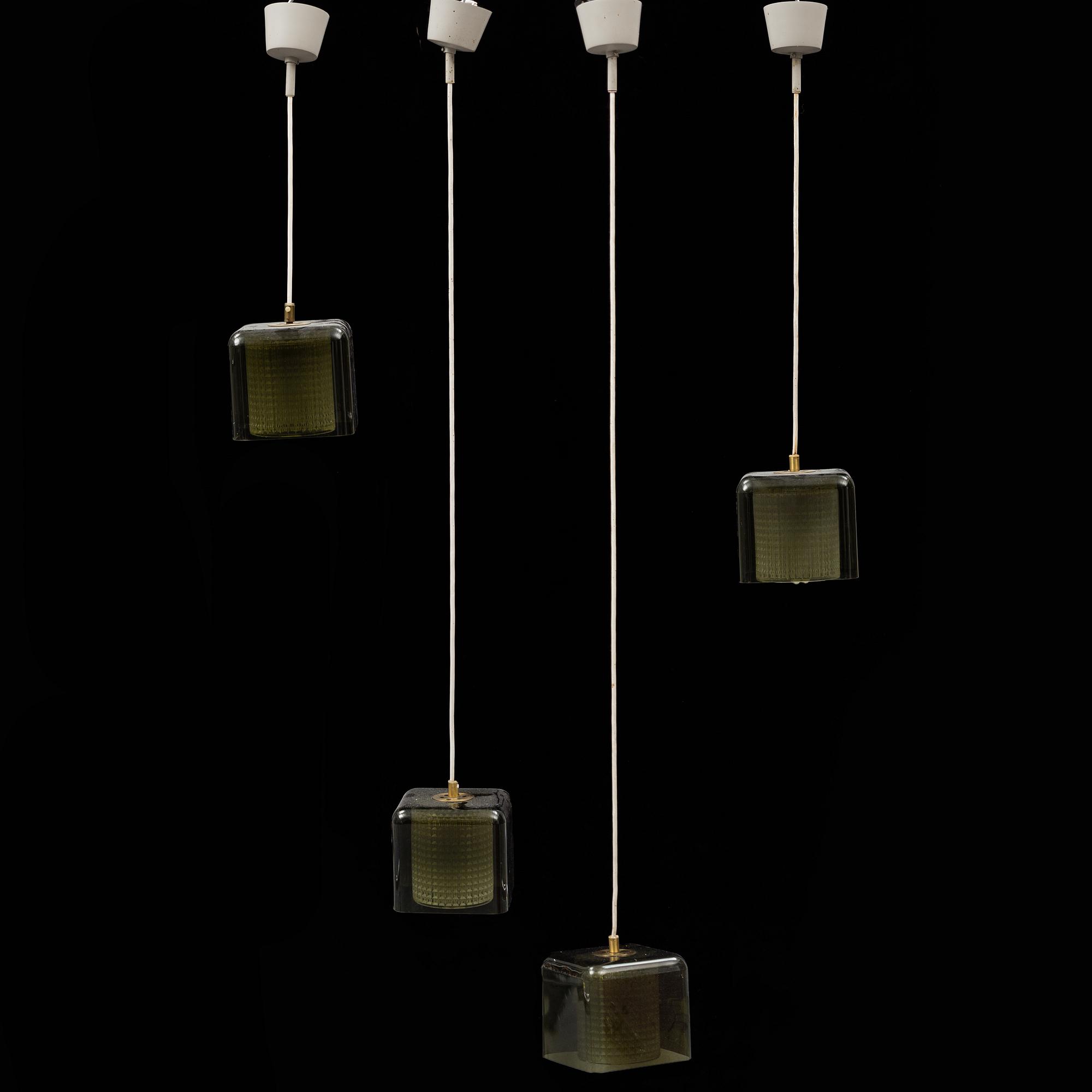 CARL FAGERLUND, a set of four ceiling lights, 1960s-70s, for Orrefors.