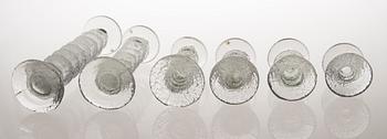 TIMO SARPANEVA, LJUSSTAKAR, 6 st, glas, "Festivo", signerade TS, Iittala.