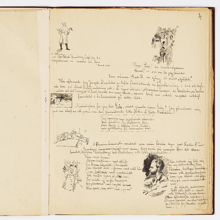 Carl Larsson, CARL LARSSON, illustrated travel story, "Från Stockholm till Messina" (From Stockholm to Messina), 1886.