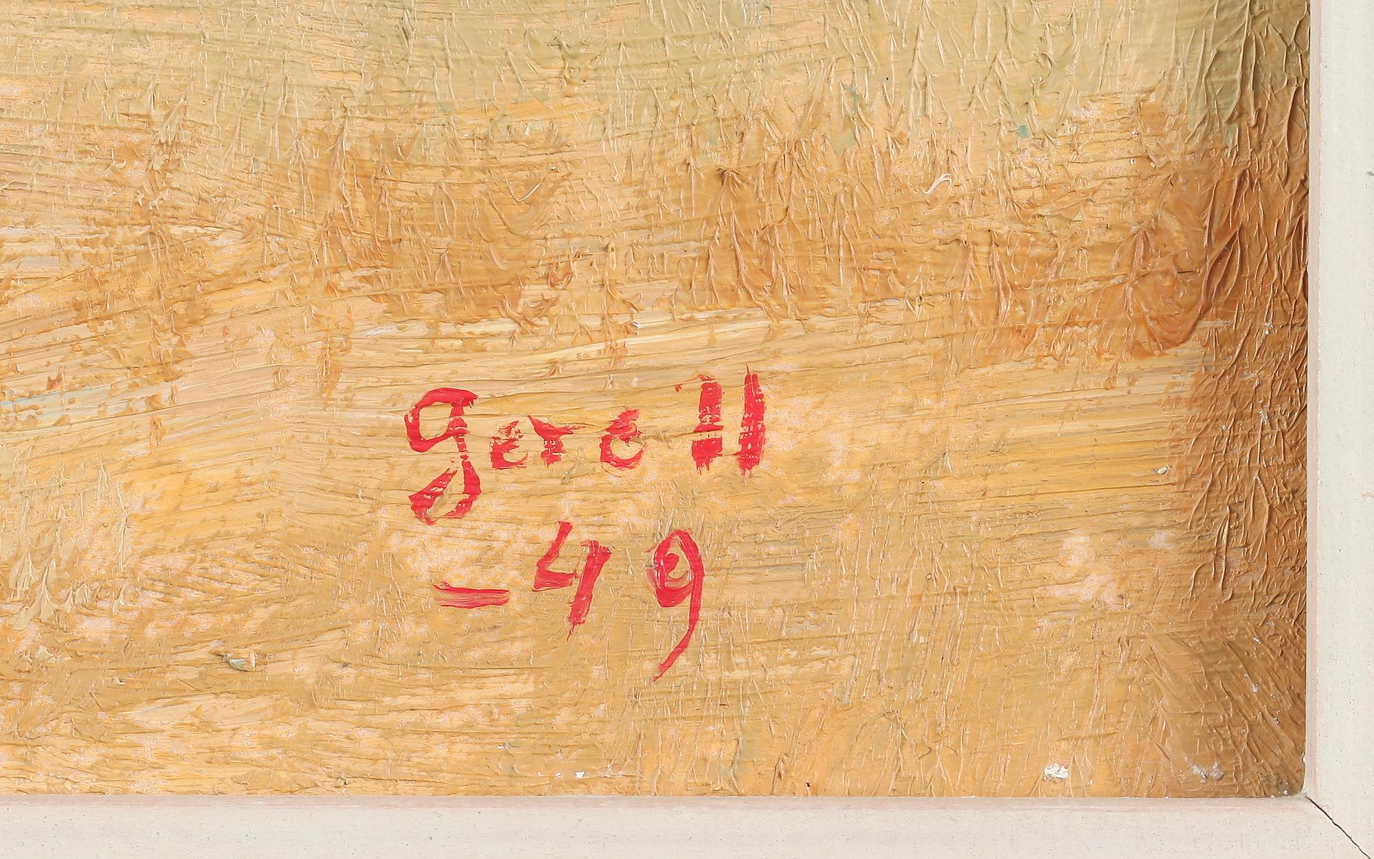 GRETA GERELL, olja på pannå, sign o dat -49.