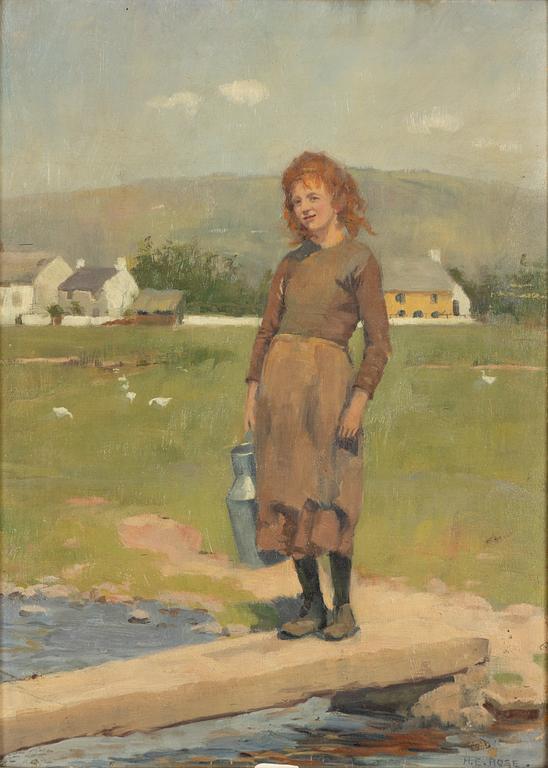 Unknown artist 19th/20th century, United Kingdom, Welsh girl with milk can.