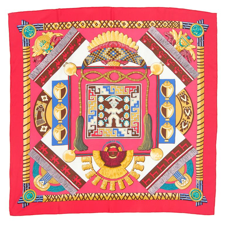 HERMÈS, a silk scarf, "Huaca Piru".