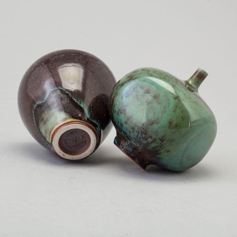 BERNDT FRIBERG, a set of two stoneware vases and four bowls, Gustavsberg studio, Sweden 1970's.