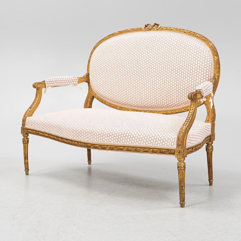 A set of four Louis XVI style furniture, late 19th century.