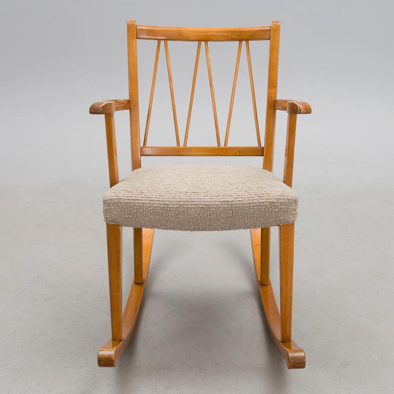 A mid 1940s 'Inkeri' rocking chair for Hiort Tuote Puunveisto, Finland.