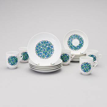 A 10-piece Marina porcelain coffee set by Arabia, 1970s.