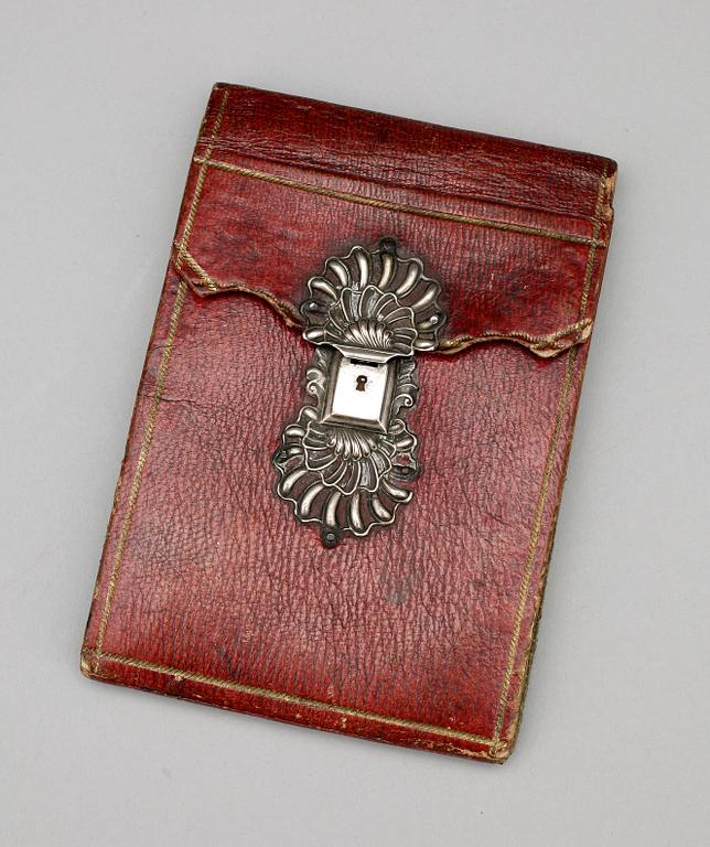 PORTMONNÄ, läder, 1700-tal.