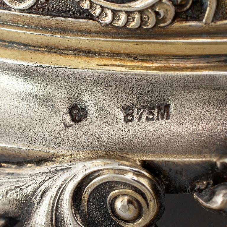 A Swedish 19th century parcel-gilt silver tazza/bowl,  mark of CG Hallberg, Stockholm 1883.