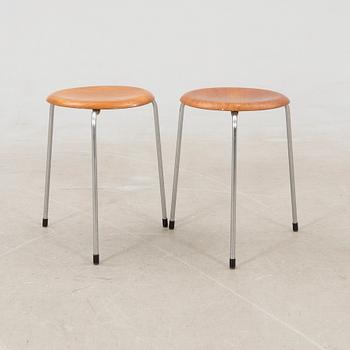 Arne Jacobsen, two stools, "Dot" for Fritz Hansen, Denmark, 1970.