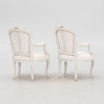Armchairs, a pair, Louis XV style, early 20th century.