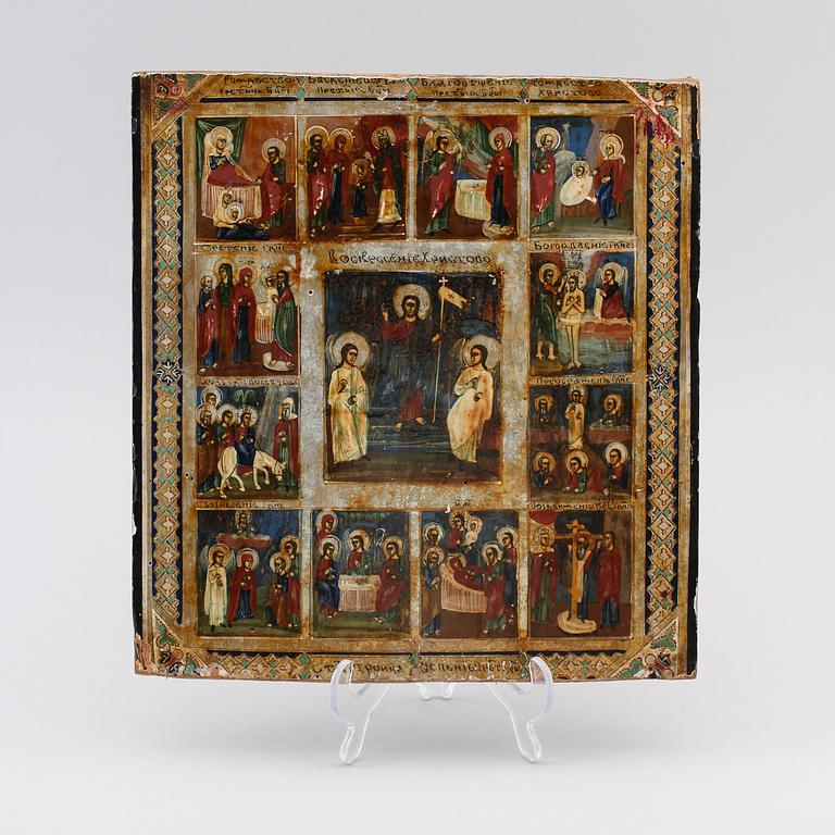 IKON, bemålat trä, Ryssland, 1800-/1900-tal.