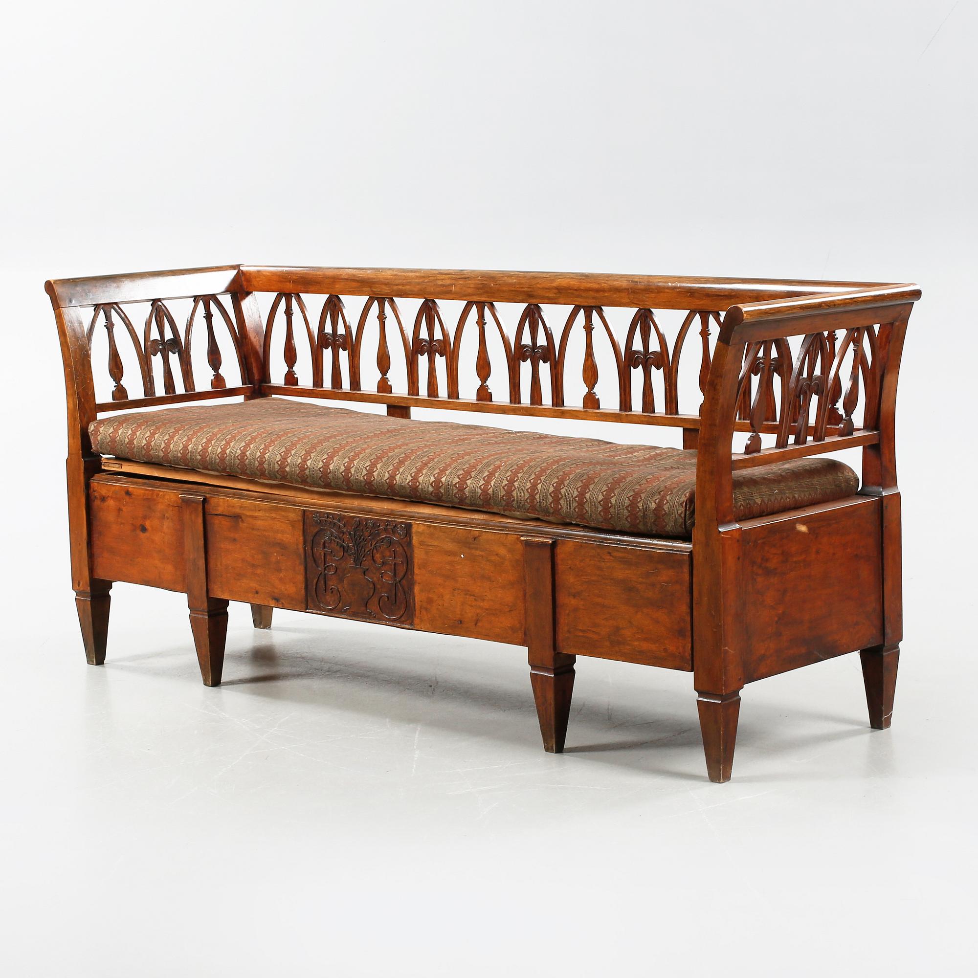 A late gustavian sofa from Lindome, made in early 19th century.