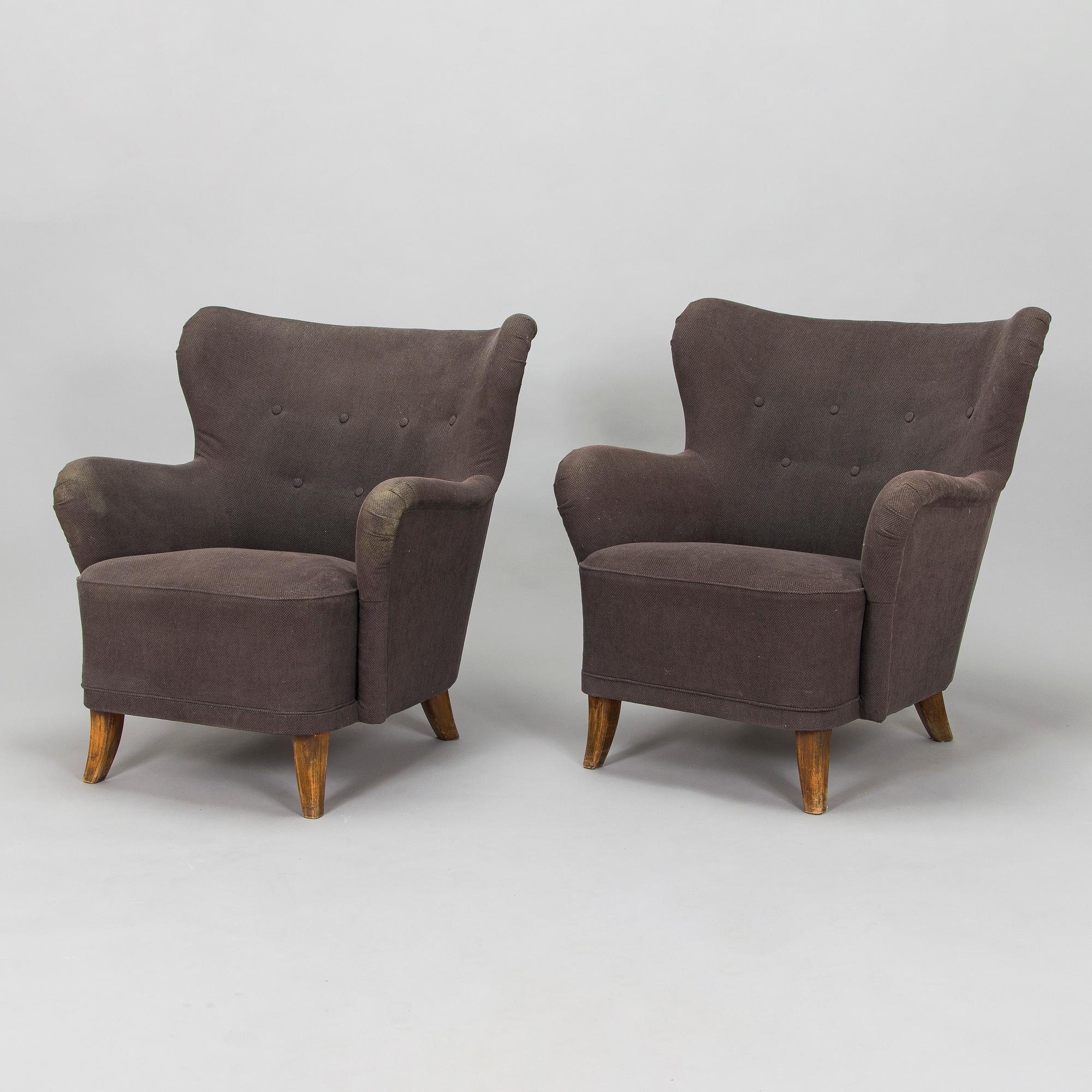Ilmari Lappalainen, a pair of 1950's 'Laila' armchairs for Asko, Finland.