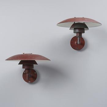 A pair of Poul Henningsen 'Model PH' copper wall lights, Louis Poulsen, Denmark.