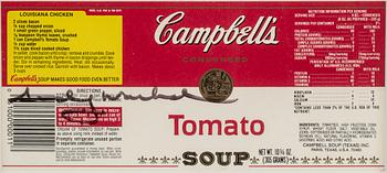 ANDY WARHOL, "Campbell's Tomato Soup" - etikett, signerad.