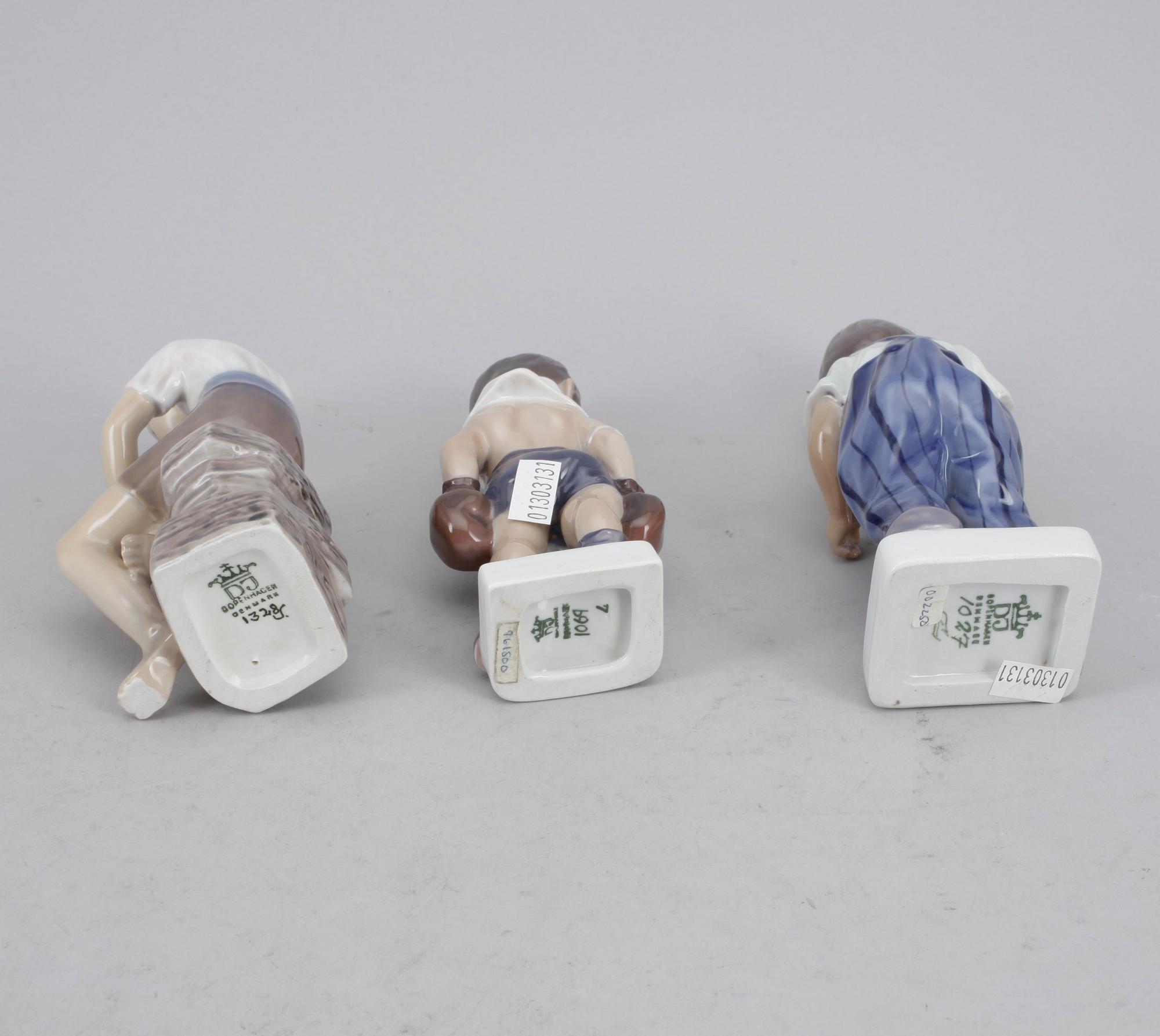 FIGURINER, 3 st, porslin, Dahl Jensen, Dankmark.