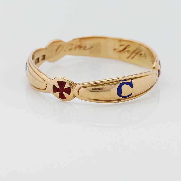 FRIMURARRING, 18K guld, Gustaf Dahlgren & Co, Malmö 1937. Vikt ca 7 gram.