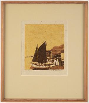 Lars Lerin, wood cut, 1994, signed.