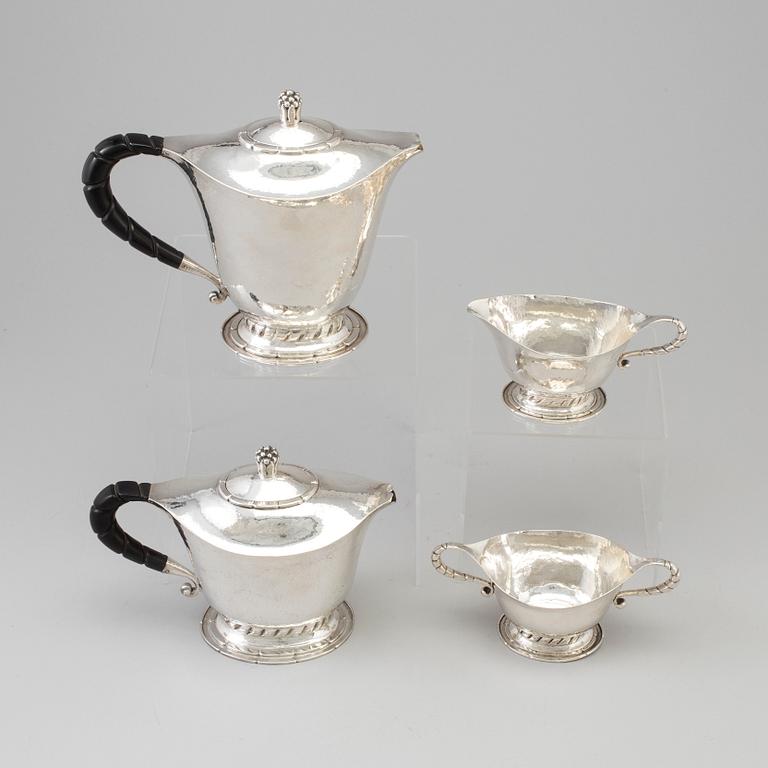 STEN DRAKENBERG, a four-piece silver tea and coffee set from Stockholm, 1924.