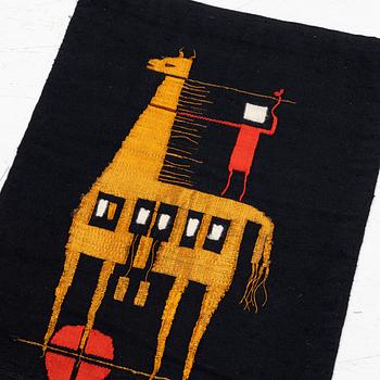 Eeva Renvall, "Den Trojanska hästen", bonad, signerad, 1970, ca 92 x 68 cm.