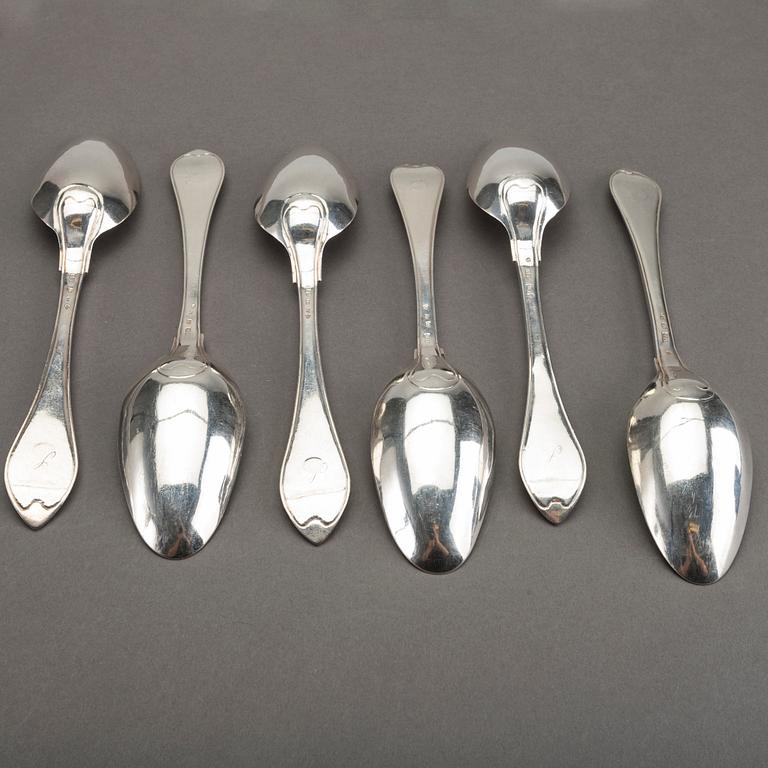 A Swedish set of six silver spoons mark of M Söderberg Visby 1800, weight ca 442 gr.