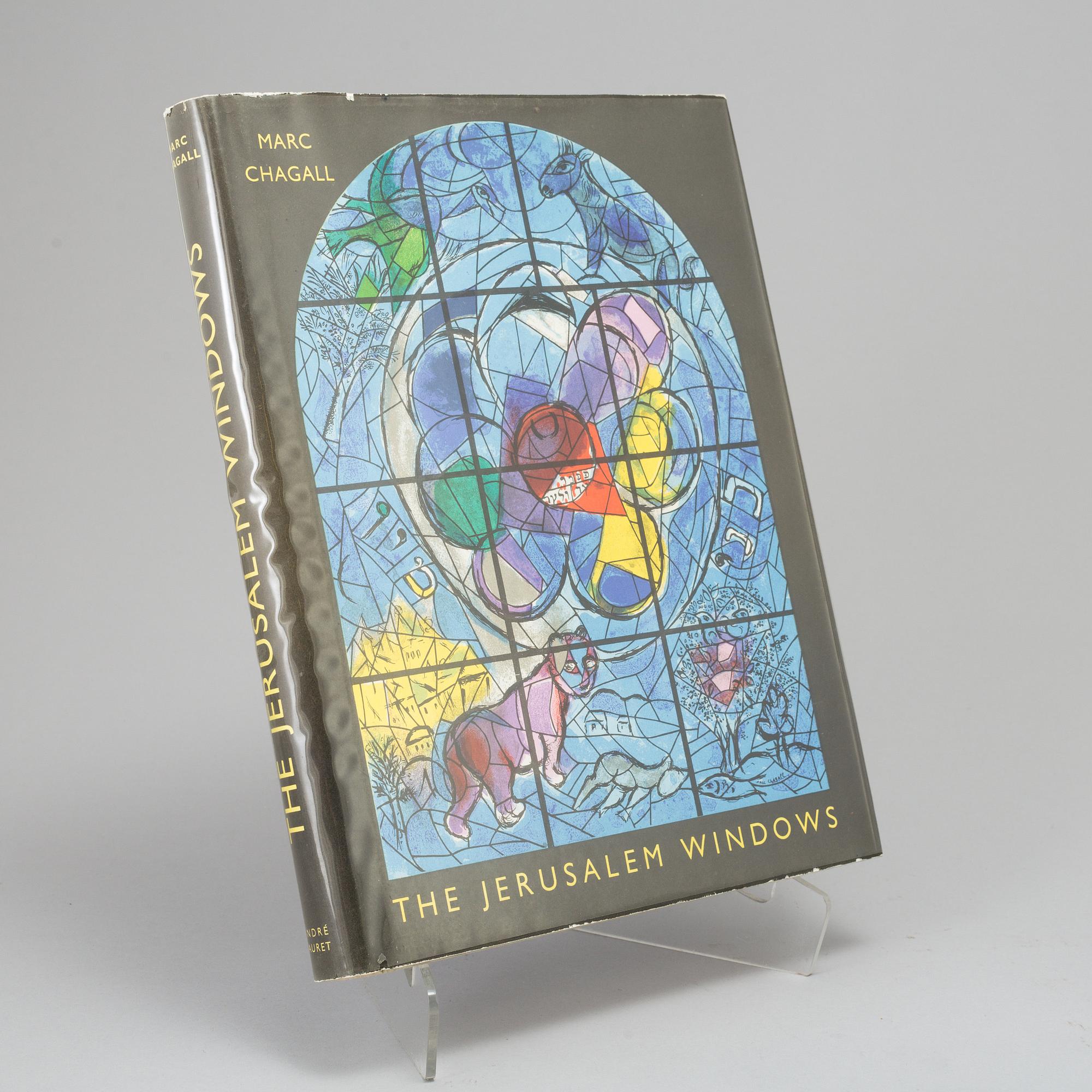 A Marc Chagall book "The Jerusalem Windows" with two   lithografs in colour, Andre Sauret, Monaco 1962.