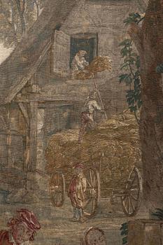 Jacob van der Borcht, vävd tapet, "Kermess" gobelängteknik ca 337 x 278 cm, Bryssel, Flanderna, signerad I. V. D BORCHT & Bryssels stadsmärke.