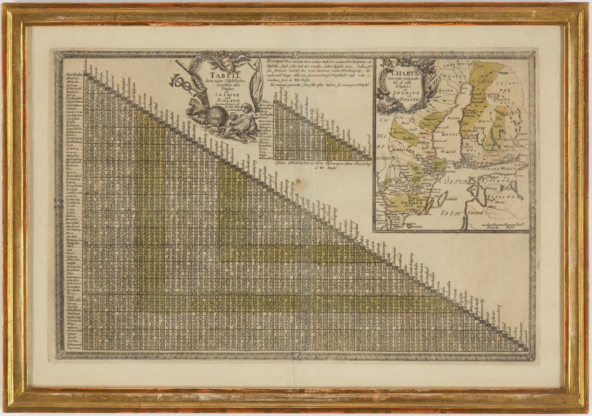 Carl Bergquist, handkolorerat kopparstick, 1700-talets mitt.