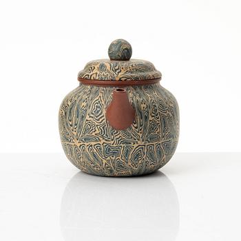 Fan Weiqun, 'Gongfu'-tekanna, polykrom yixing, Kina, 1990-tal.