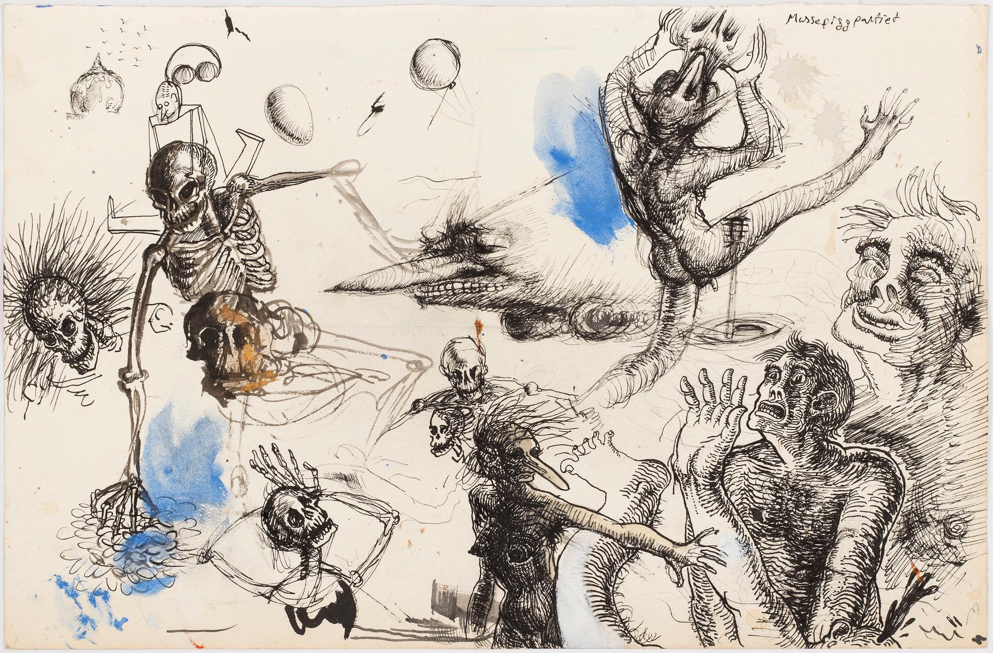 ULF RAHMBERG, mixed media on paper, signed with monogram and dated MVM on verso.