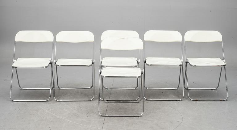 STOLAR, 6 st, "Plia", Giancarlo Piretti för Castelli, Italien, 1970-tal.