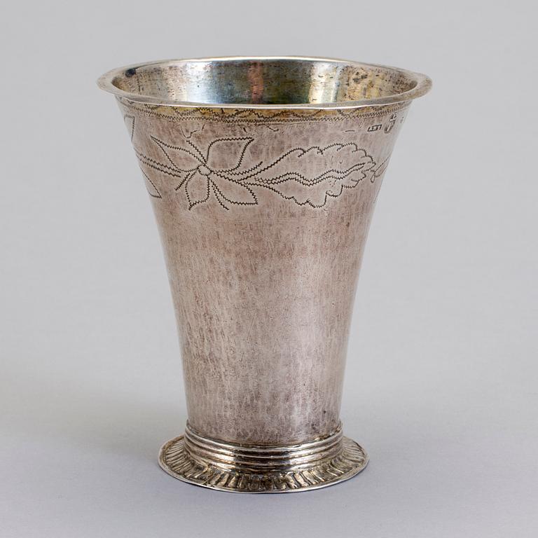 BÄGARE, silver, Anders Hjulström (1784-1816), Köping, 1796. Vikt 84 g.