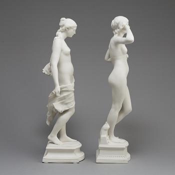 TWO PARIAN FIGURES, Gustafsberg, ca 1900.