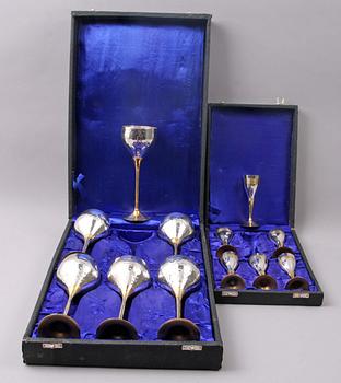 STARKVINSGLAS och VINGLAS, 6+6 st, metall.