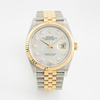 Rolex, Oyster Perpetual, "MOP Diamond Dial", Datejust 36, armbandsur, 36 mm.