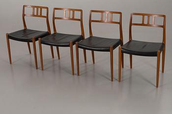 MATBORD och 4 STOLAR, bl a J L Möller models, Danmark, 1900-talets andra hälft.