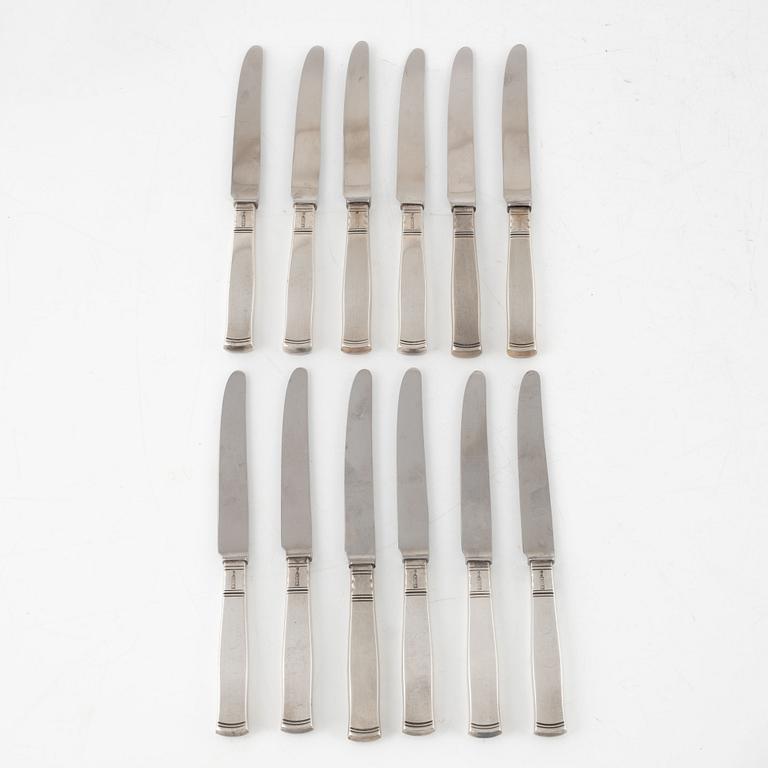 Jacob Ängman, smörgåsbestick, 24 delar, silver, modell "Rosenholm", GAB, Eskilstuna, bl a 2001.