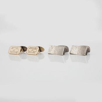 MANSCHETTKNAPPAR, två par, silver samt förgyllt silver, Sverige, 1900-tal.