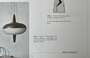 Uno Westerberg, a ceiling lamp model "12144", Arvid Böhlmarks Lampfabrik, Stockholm, 1950s.