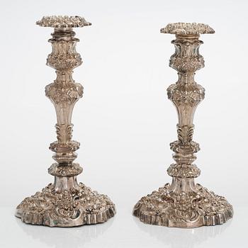 A pair of George IV sterling silver candlesticks, Fenton, Allanson & Machon (James Fenton & Co), Sheffield 1824,